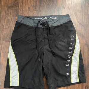 American Eagle Outfitters Black and Gray Swim Shorts